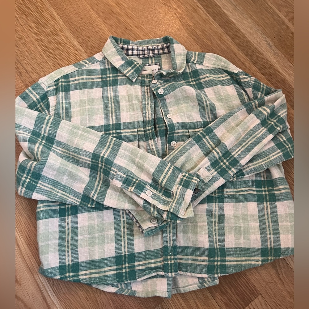 American Eagle Cropped Plaid Shirt